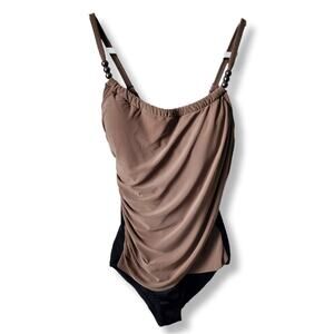 Women Venus Sahara Slimming Draped One Piece Swimsuit 8 Neutral Tummy Control